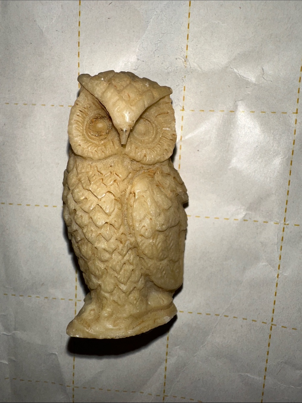 Vintage hand-carved resin mini owl figurine